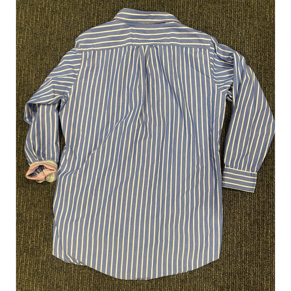 Lauren Ralph Lauren M Blue White Striped broad cloth blue embroidered button up - Picture 5 of 6